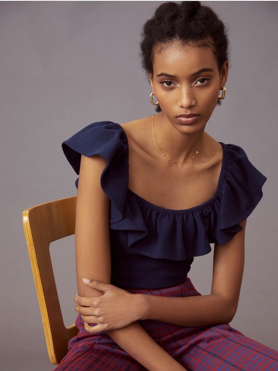 Anthropologie Tops - Maeve Ruffled Square-Neck Top